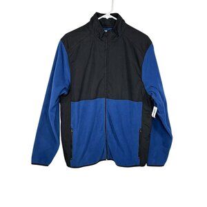 Old Navy Mens Large Fleece Zip-Up Track Jacket Blue & Black 100% Polyester New W